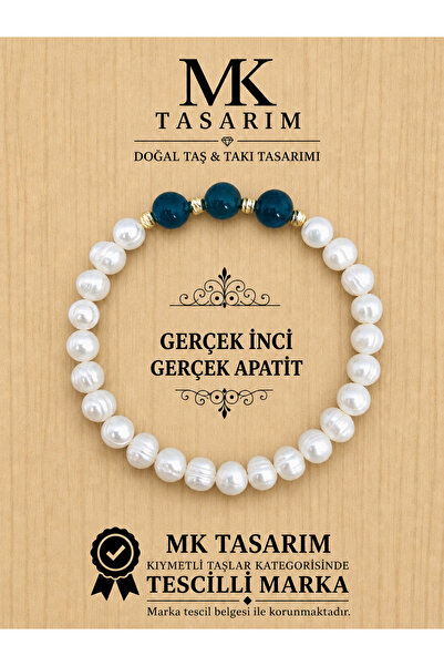 MK tasarım Real Pearl Real Apatite Bracelet Mk.7000.839- Comfort-Peace-Energy...