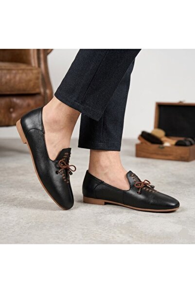Voyager Z563 Women's Genuine Leather Ballerina Shoes with Rubber Lacing Model