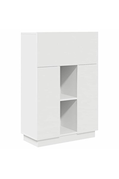 vidaxl Birou cu raft cu ușă Alb 71.5 x 31.5 x 106.5 cm Lemn compozit