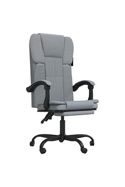 vidaxl Fotoliu de birou rabatabil, gri deschis, textil