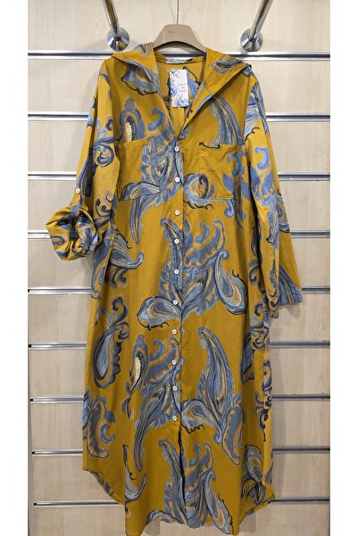 Park Moda Italian Hooded Shirt Dress 100% Cotton