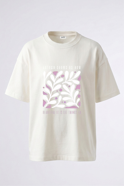 Anetos Tricou supradimensionat alb din bumbac cu imprimeu pe spate Matisse Le...