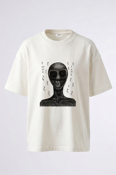 Anetos Tricou supradimensionat din bumbac alb cu imprimeu pe spate Scribble M...