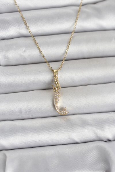 OGHAMAY 316L Steel Chain Gold Color Zircon Stone Mermaid Model Women's Necklace