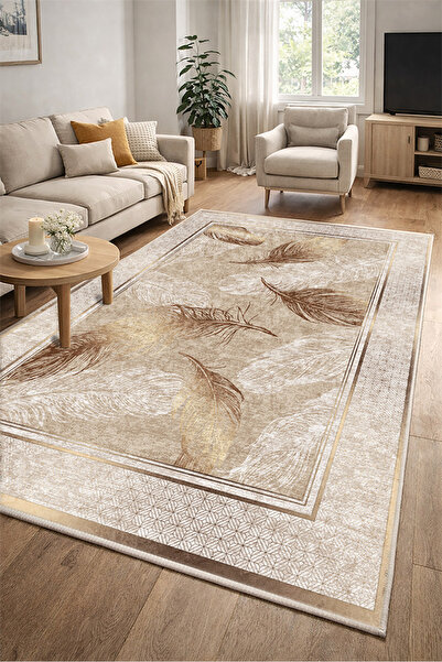 Lioara Home Tüy Desen Modern Dijital Baskı Halı | Yıkanabilir Kaymaz Taban Sa...