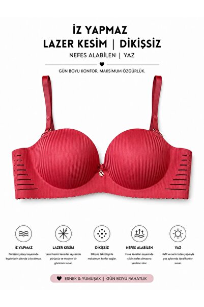 BEST BRA LİNGERİE Gül Kurusu El Destekli Lazer Kesim Balensiz Dikişsiz Sütyen