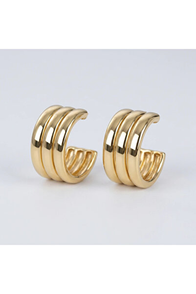 Dorvina Brass Gold Color Triple View Women Earrings Stylish Jewelry