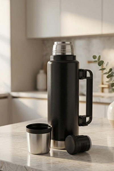 Decopat 1.5 Litre, Black 304 Paslanmaz Çelik Kamp Termos