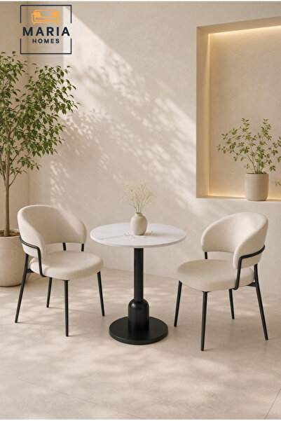 MARIA HOMES Modern Round Dining Table Pedestal Base Café Table Kitchen Table ...