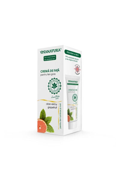 Vivanatura Cremă de Față Pentru Ten Gras cu aloe vera si grapefruit 75 ml