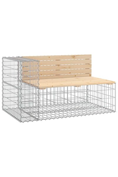 vidaxl Bancă de grădină design gabion, 122x71x65,5 cm, lemn masiv pin