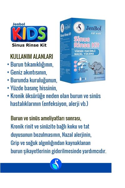 Jenbol Kids Sinus Rinse Burun ve Sinus Temizl. Kiti 120 ml X 20 Yedek Tozu 2 kutu