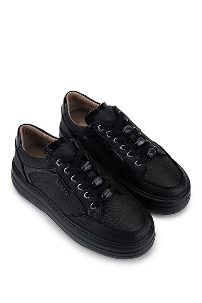 Tamer Tanca Kadın Hakiki Deri Siyah Floter Sneakers & Spor Ayakkabı