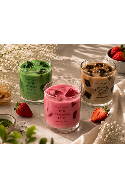 LC Set 3 Lumânări Parfumate Artizanale Iced Drinks Collection, Ceară de Soia,...