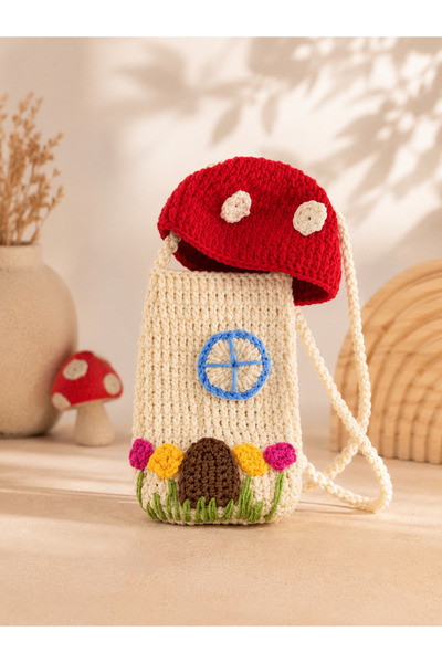 ESYCREATİVE ESY Desenli Örme Doğal Çocuk Çantası, Hediyelik Çocuk Çantası