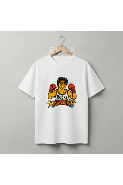 Grafftee Clothing Tricou unisex din bumbac premium, cu design Rocky Balboa Le...