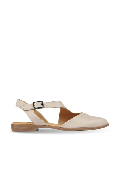 BUENO Gray Leather Women's Flat Sandals