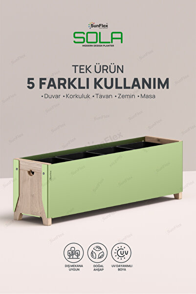 SUNFLEX Sola 65 cm Askılı Dekoratif Çiçeklik Metal ve Ahşap