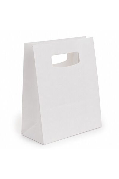 EWs Pungă cadou din hârtie 18 x 9 x 25 cm, alb, set 10 bucăți