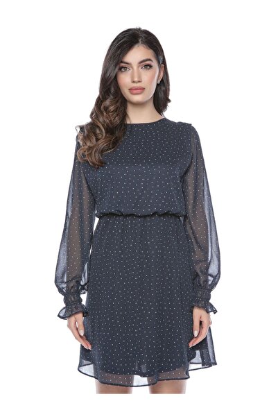 Miss One Rochie bluemarin cu buline