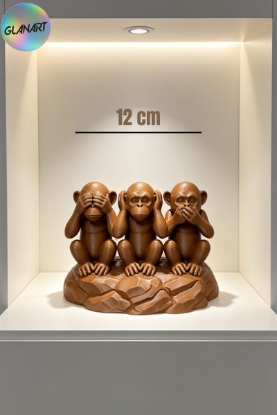 Glanart hediyelik 3 boyutlu üç maymunmasa üstü biblo obje (3D filamet ) 1 ade...