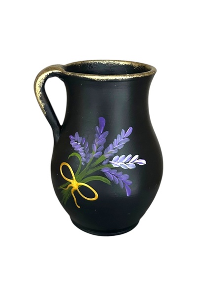 Ceramica Martinescu Ulcior decorativ negru cu lavanda pictata manual 17 cm – ...