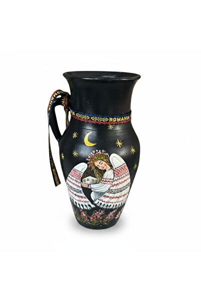Ceramica Martinescu Ulcior din ceramica neagra, decorativ, pictat manual, Ing...