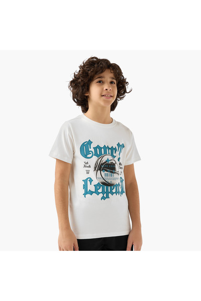 Juniors Crew Neck Short Sleeves T-shirt with Graphic Print