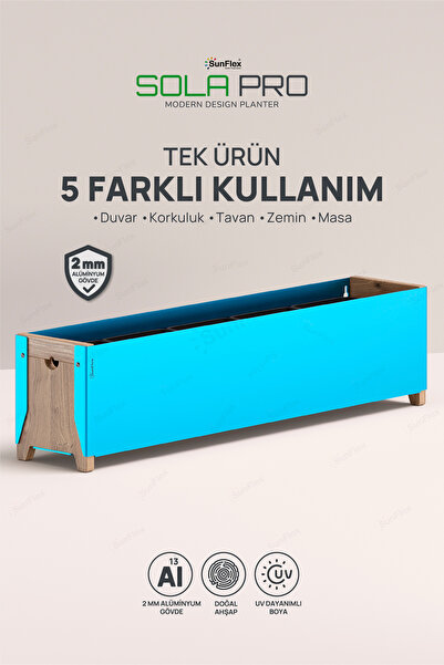 Sunflex Pergola Sola Pro 80 cm Modern Saksılık Alüminyum ve Ahşap