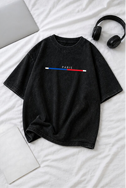 valeriae Πλενόμενο μπλουζάκι Oversize Unisex, Πλυμένο Vintage Street Style, Μ...