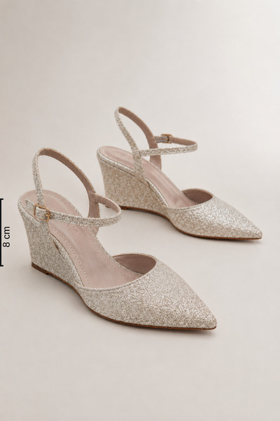 Women Lay-z Toc stiletto cu sclipici auriu pentru femei, toc de 8,5 cm, confo...