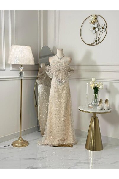 vanus fashion 7307- فستان لؤلؤة السهرة
