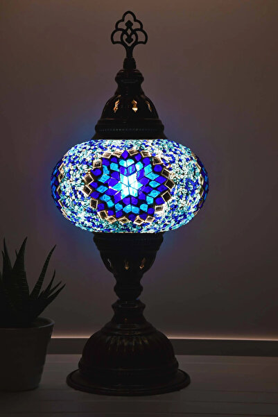 Design Otantik Mozaik Cam Masa Lambası Dekoratif Gece Lambası Abajur