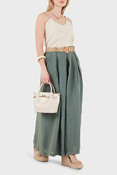 Via Dante Relaxed Fit High Waist Wide Leg Linen Trousers Pants 7544