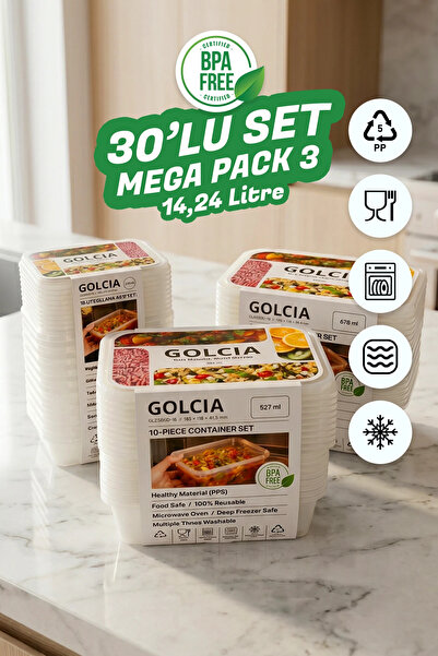 GOLCIA Mega Pack III Mikrodalgaya ve Buzluğa Uygun Yıkanabilir 30'lu Saklama ...