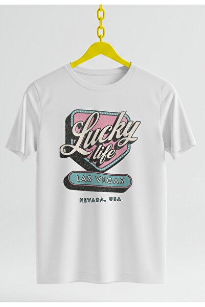 MAGORS Lucky Life Printed Oversize Retro Vintage Crew Neck Cotton T-Shirt for...