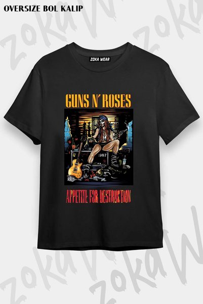 ZOKAWEAR Unisex Loose Fit Guns N Roses V15 Printed T-Shirt