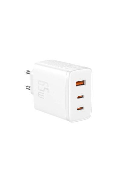 Baseus Încărcător Cube Pro 65W GaN cu 2x USB-C și 1x USB-A, Alb