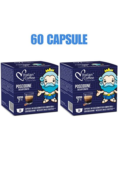 Italian Coffee 60 Capsule Cafea Decofeinizata Poseidone-Compatibile Dolce Gusto
