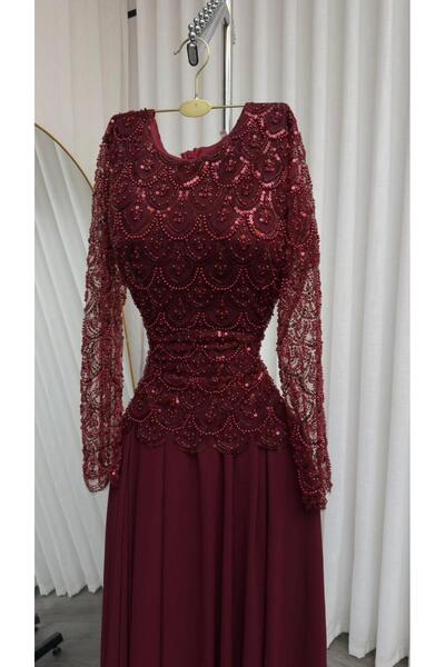 SERA Luxury Wine Red or Burgundy Evening Dress