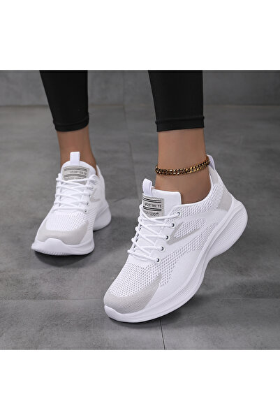 SOSENFER Women's Breathable Mesh Platform Sneakers – Lightweight Lace-Up Walk...