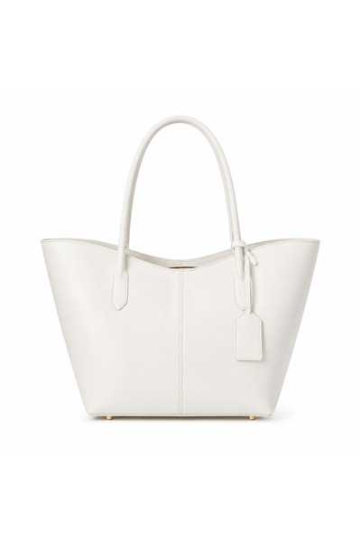 RAPA Women's White Large Shoulder Bag – Stylish Daily Tote Bag with Zippered Middle Compartment