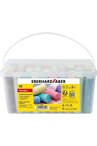 Eberhard Faber Cretă 50 bucăți pentru desen pe asfalt, cutie de plastic
