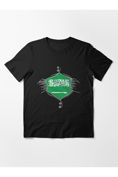 SAUDI قميص قطني 100% للرجال والنساء - تي شيرت فضفاض بياقة دائرية وأكمام قصيرة...