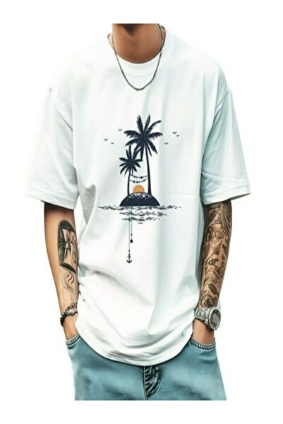 COZYWEAR Oversized Printed white t-shirt
