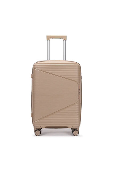 Amber Μεσαία Βαλίτσα με Επέκταση AM1018 (66x42x25-30 εκ.) Μόκα