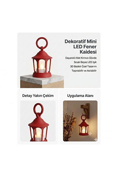 Aksefuar Lazer Dekoratif Fener Mini Kaide – Led Mumlu Modern Masaüstü Aydınla...