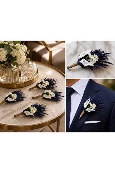 Lotus Hediye Beyaz Deniz Lavantalı Damat Sadıç Yaka çiçeği Yaka İğnesi