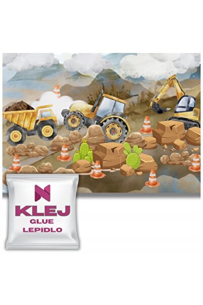Naklejkomania Fototapet Pentru O Camera De Copii Cu Excavator Si Constructii,...