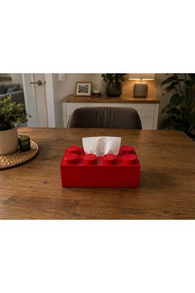 AksesuArt Tuğla Tasarımlı Kırmızı Peçetelik, 23x12x9 cm, Plastik, Masa Üstü K...